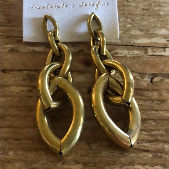 NWT Free People Serefina Link Dangle Earrings Gold - Picture 4 of 6